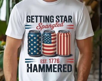 Star Spangled Hammered PNG, 4th of July Design (Digital Download)