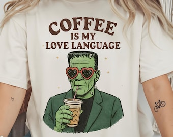 Lustiger Halloween Kaffee PNG Design: Frankenstein Sublimation
