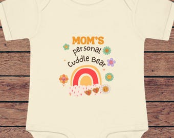 Body pour bébé personnalisé ours câlin pour maman | Combinaison bébé floral arc-en-ciel