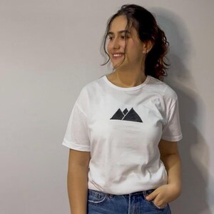 Minimal Mountain Linocut T-Shirt: Hand-Printed Cotton Tee