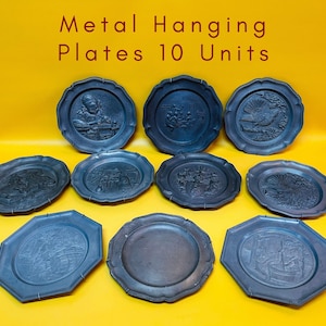 Metall Wandteller 10er Set Vintage Teller Engel Harfe German Design Einweihungsparty Geschenk Sammlerstück Pewter Style Nicht Lebensmittelecht Mark