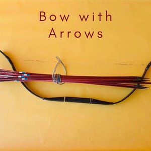 Bow and Arrows Set for Theatre and Recreations Vintage Handcrafted Archery Prop Costume Accessory Traditional Curve Style Stage Performance