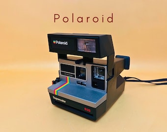 Cámara instantánea vintage Polaroid Supercolor 635 Rainbow Stripe serie 600, probada y funcional, regalo de fotografía, película retro de los años 80.