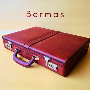Brown Leather Briefcase Bermas Executive Suitcase High Quality Lawyer Teacher Business Bag Modernist Office Retro Valise Japanese Vintage