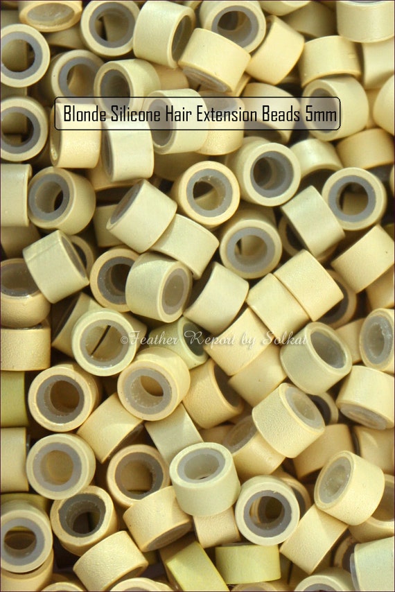Blonde Silicone Hair Extension Beads 50 5MM Light Blonde Crimp Beads for  Hair Feathers Pet Extensions 4.5 or 5.0 Sizes Available 