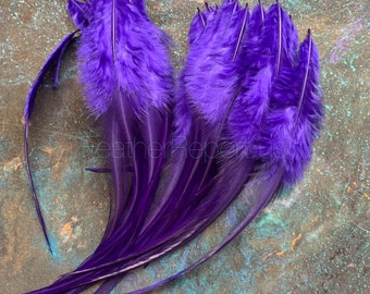 Purple Craft Feathers Hyacinth Rooster Feathers Real Feathers for Crafts and Jewelry Pack of 24