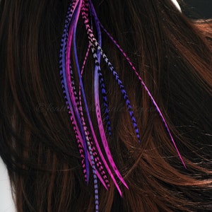 hot purple hot pink ombre real hair feather extensions bundles of 10 9 to 12 inch grizzly and solid feather boho hair accessories