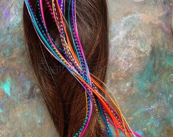 Hair Feather Extensions Bohemian Accessory Hair Gift 5 Pre-Tipped Feather Bundles Rooster Feathers 14to19inch