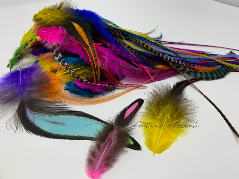 Bulk Rooster Craft Feathers Colors Only Mix Grizzly Feathers Etsy