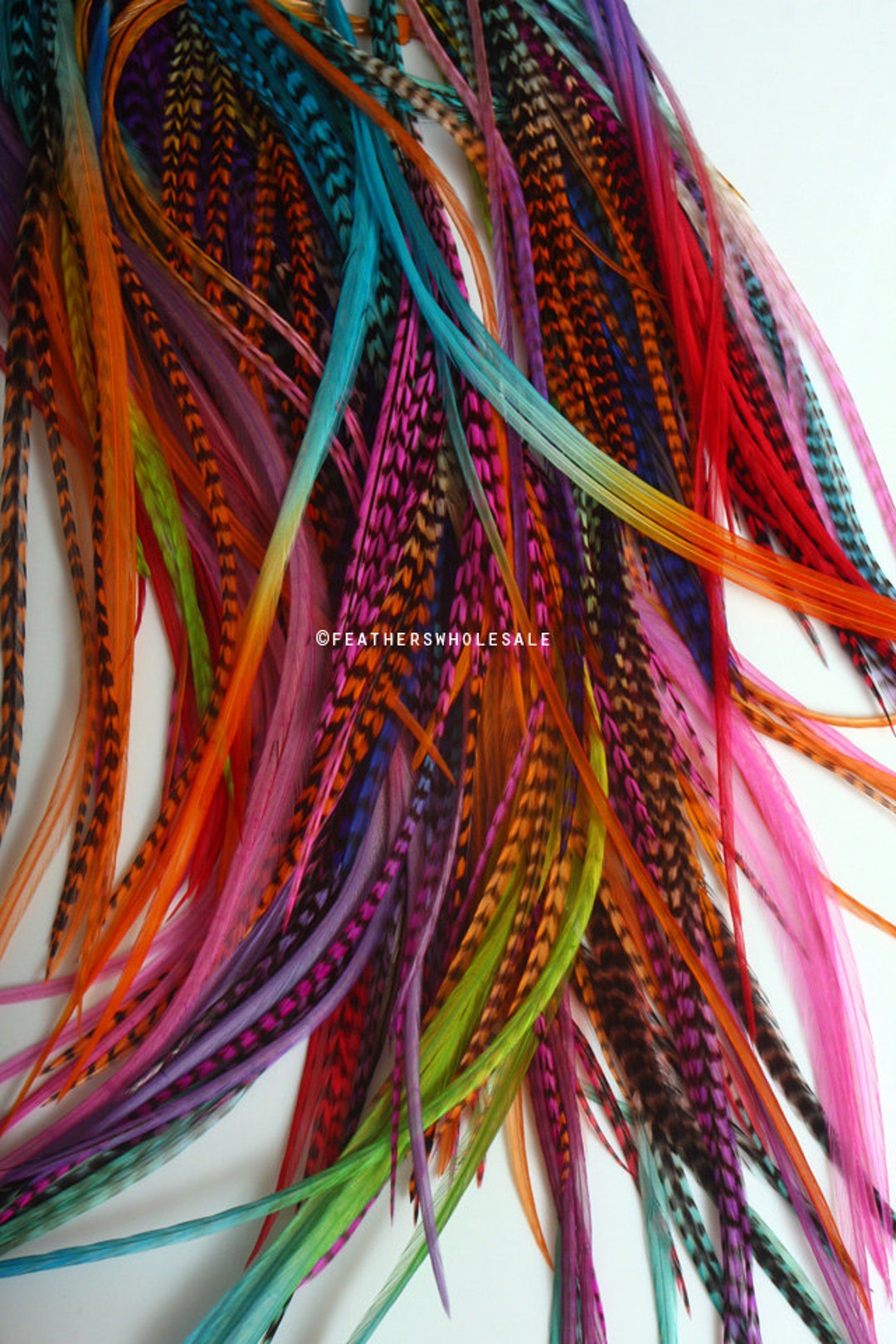 Creative Colored Hair Feathers Wholesale Mixed Rainbow 6to10 Inch