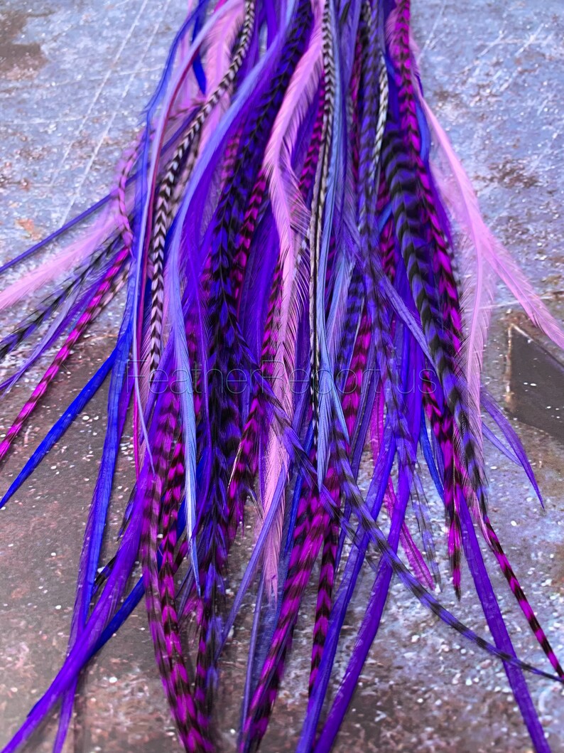 Purple Hair Feather Extensions Ultra Violet Purple Feathers Etsy