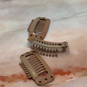32MM Hair Extension Clips: Snap Weft Clip with Silicone - 10 Pcs Light Brown
