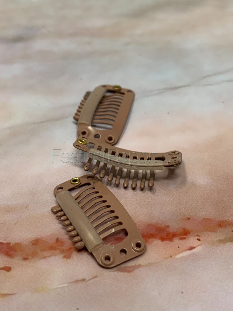 Hair Extension Clips Snap Clip Weft Clip Comb Style 32MM 9 Teeth Wig Clips Choose From Blonde Brown Black You get 10 Light Brown