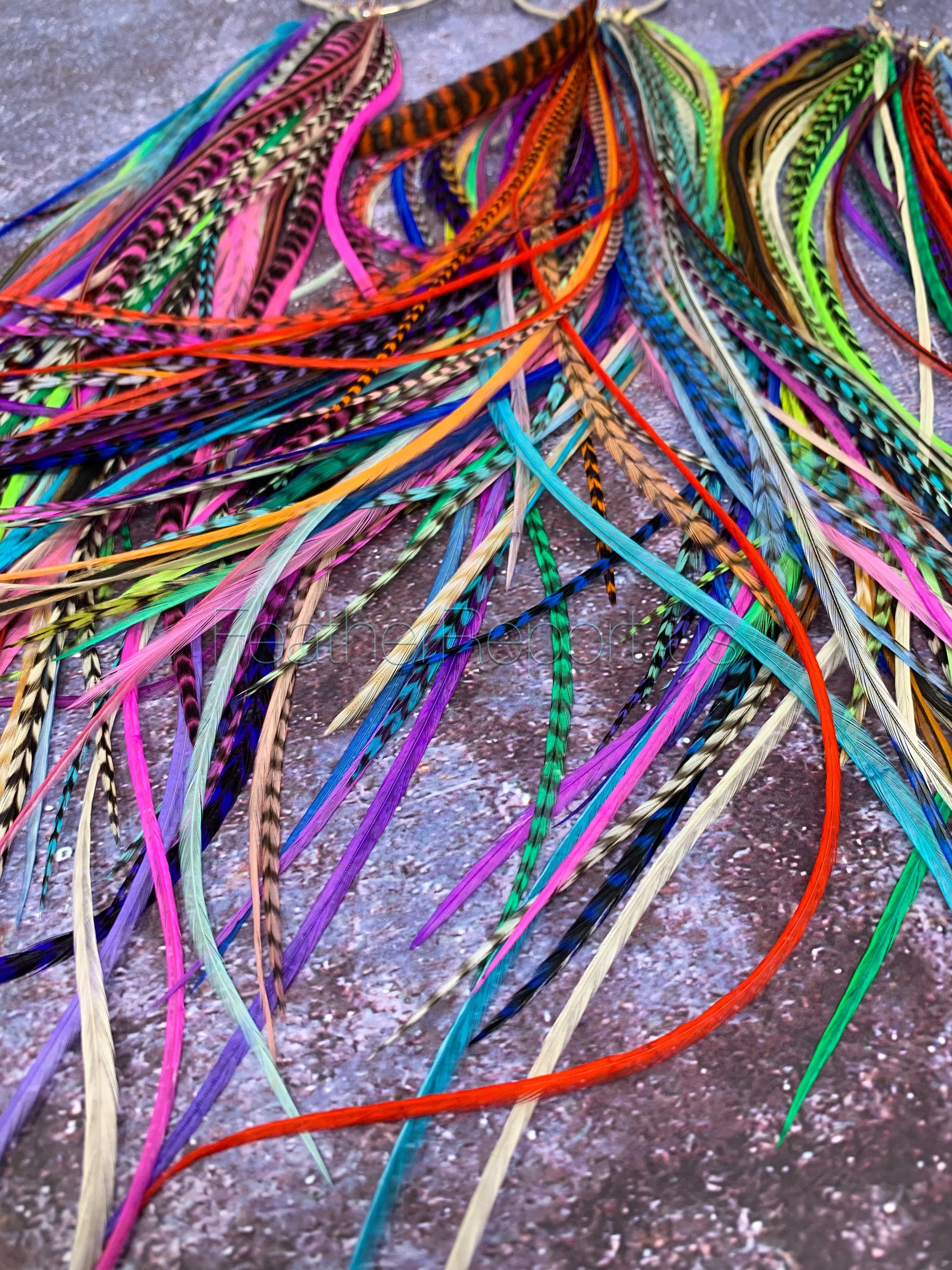 Feather Hair Extensions, 100% Real Rooster Feathers, Long Rainbow Colors,  20 Feathers with 20 Beads and 1 Loop Tool Kit, By Sexy Sparkles