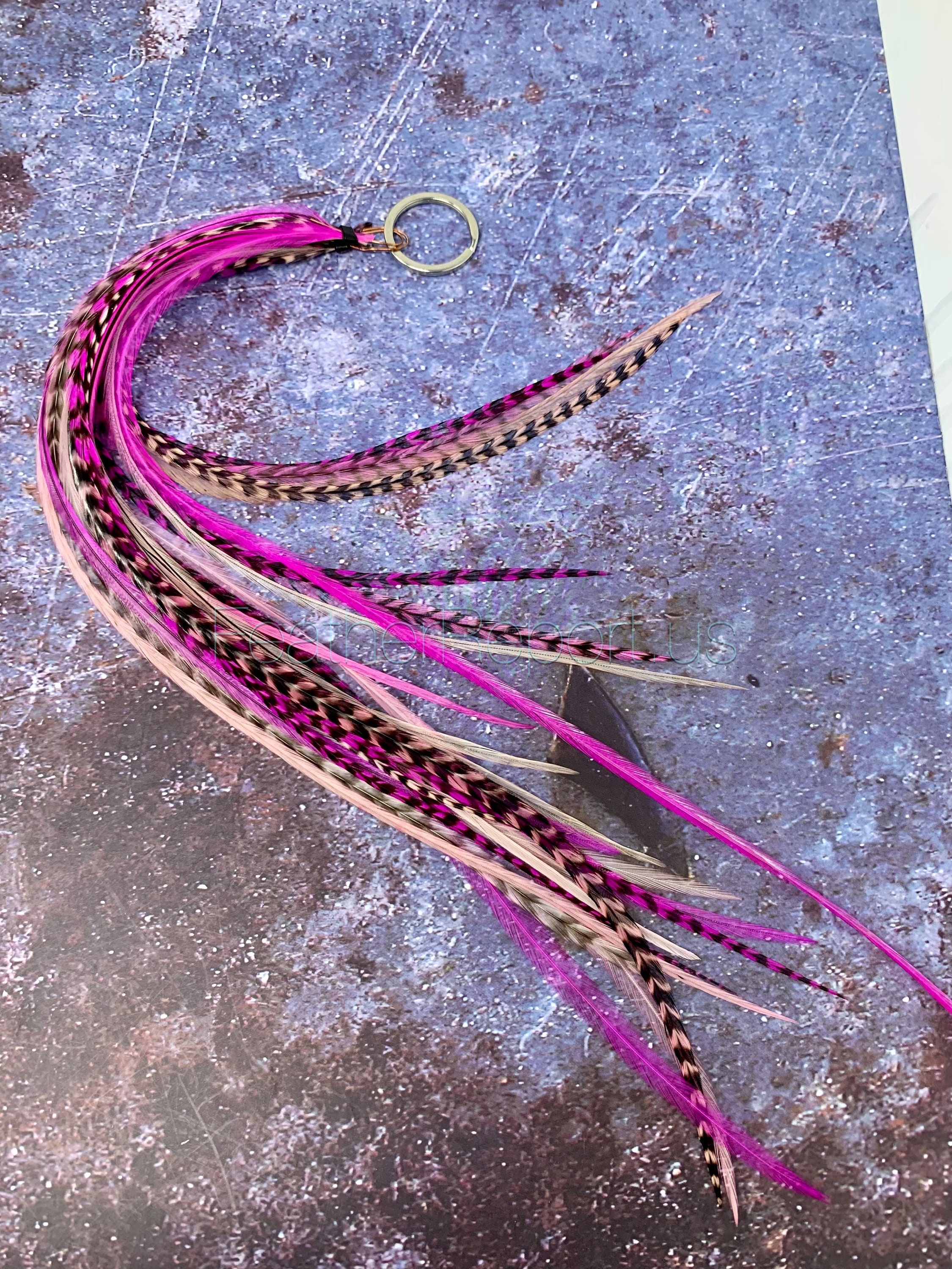 6-11 inch Pink and Purple Remix 100% Real Hair 5 Feather Extensions bonded  at – Tacos Y Mas