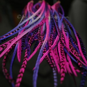 hot purple hot pink ombre real hair feather extensions bundles of 10 9 to 12 inch grizzly and solid feather boho hair accessories