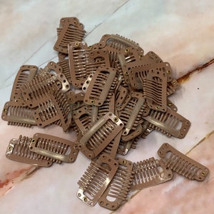 Hair Extension Clips Snap Clip Weft Clip Comb Style 32MM 9 Teeth Wig Clips Choose From Blonde Brown Black You get 10 image 5