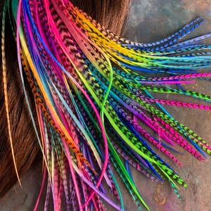 Bulk Hair Feathers Long Feather Hair Extensions Rainbow Wholesale Salon Feather Extensions Colored Rooster Feathers Florida OOAK 100pcs