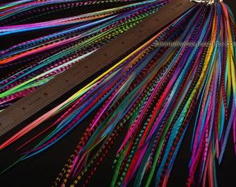 Bulk salon feather hair extensions 100 pack of real hair feathers on keychain ring ready2ship
