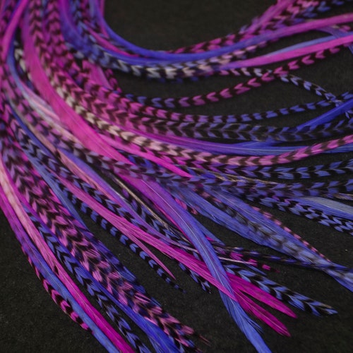 Lilac Pink Purple Grizzly Feather Extension XL Hair Accessory Etsy