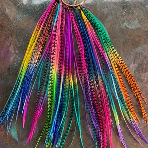 Bulk Hair Feathers Long Rainbow Feather Salon Feather Extensions Wholesale Rooster Feathers for Festival Fundraising Do it Yourself 100pcs