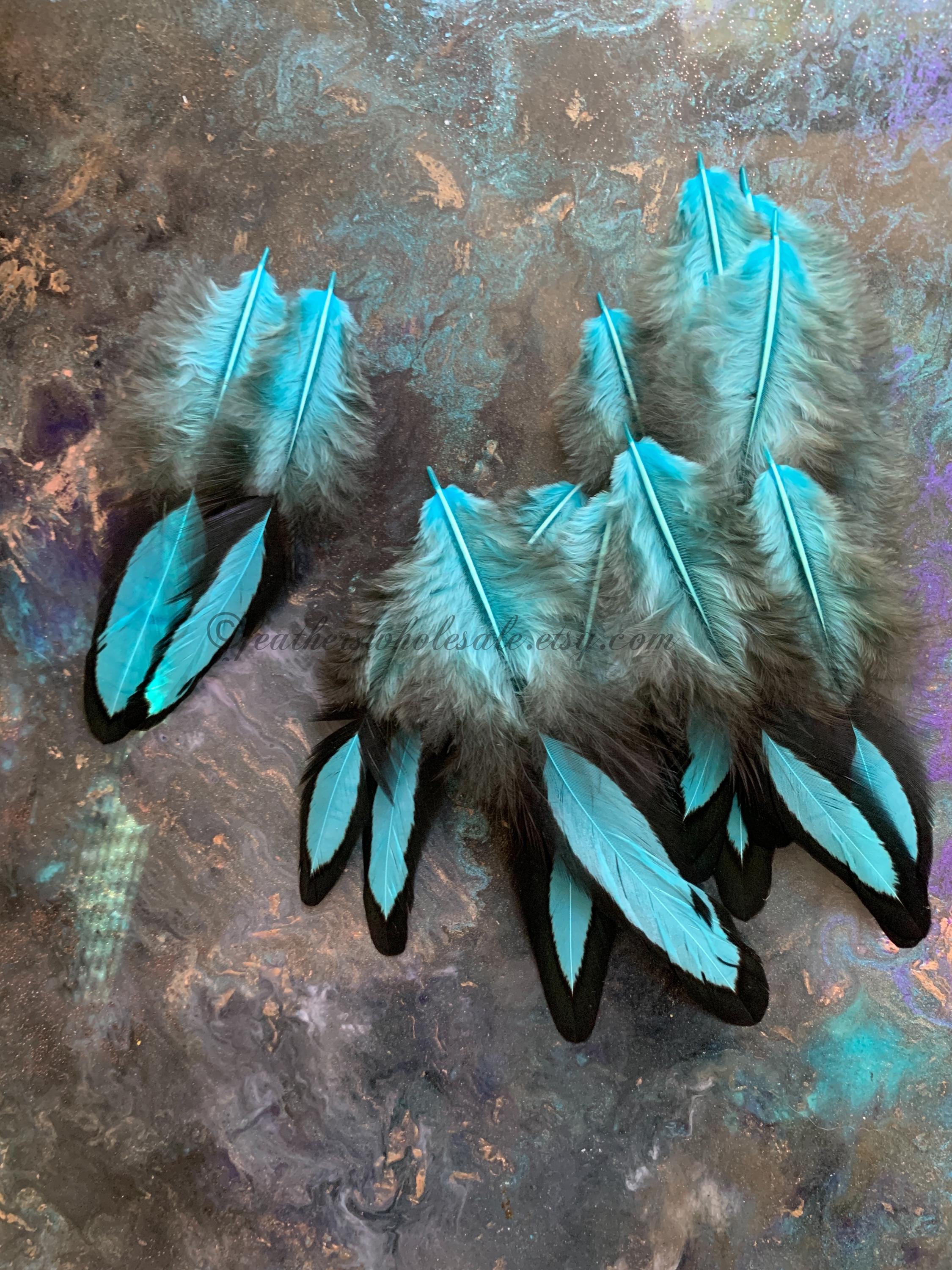 Peacock Green Laced Hen Feathers For Crafting 12pc/bag Peacock