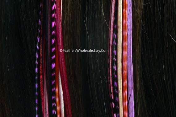 Dark Purple Red Hair Accessories Feather Hair Extensions Etsy