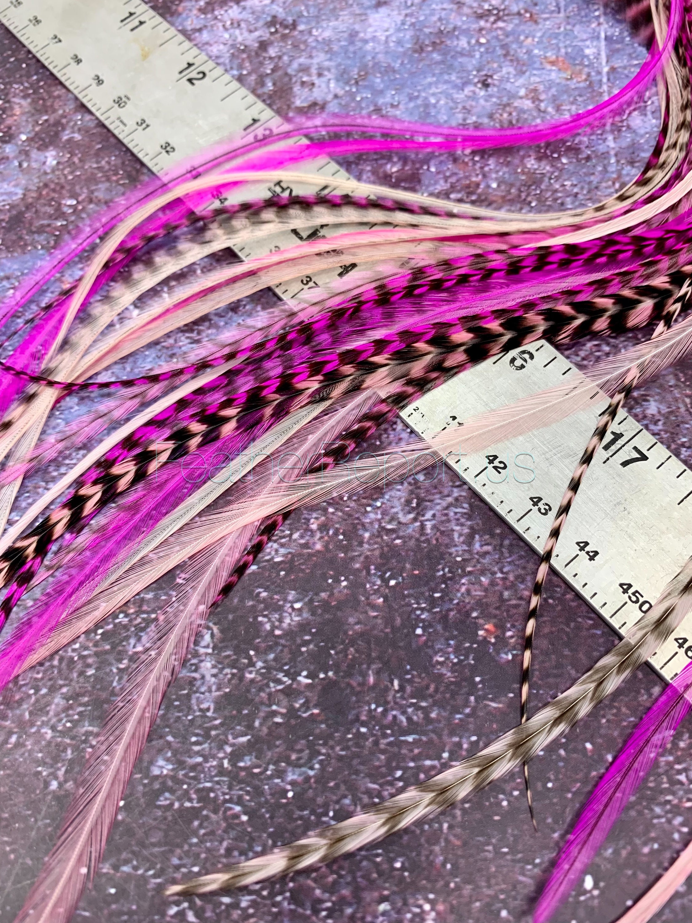 6-11 inch Pink and Purple Remix 100% Real Hair 5 Feather Extensions bonded  at – Tacos Y Mas