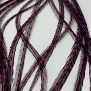 Extra Long Burgundy Hair Feather Extensions Long Hair Feathers Burgundy Feather Extensions Grizzly Rooster Feathers for Hair 10PCS