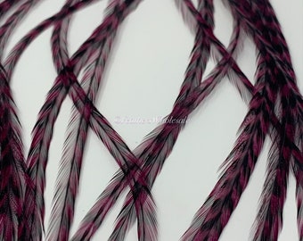 Extra Long Burgundy Hair Feather Extensions Long Hair Feathers Burgundy Feather Extensions Grizzly Rooster Feathers for Hair 10PCS