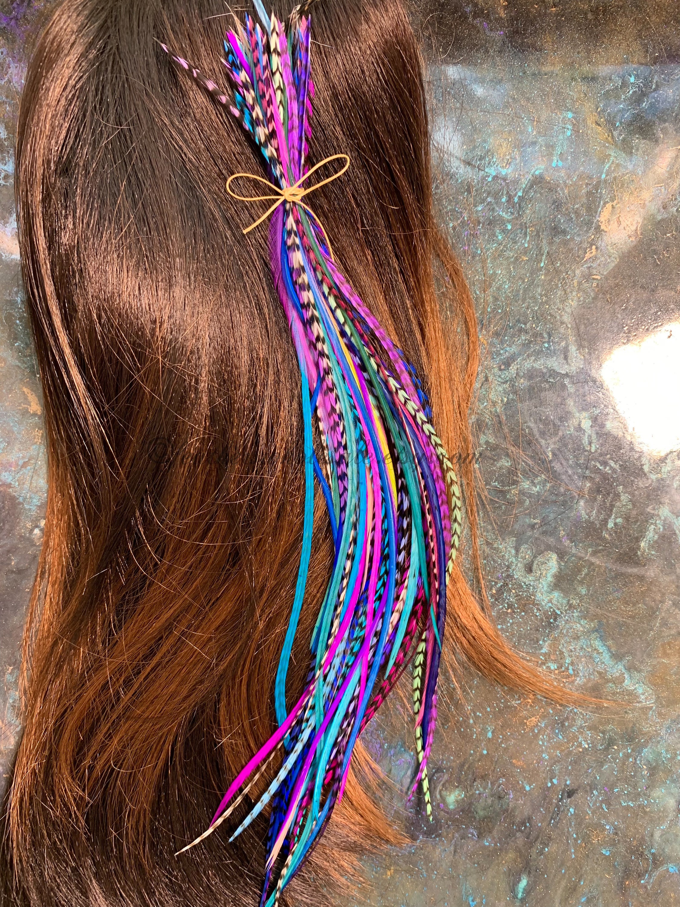 Buy Bulk Hair Feathers Popular Colors Long Feather Extensions Rainbow Blue Violet Pink Natural Grizzly Turquoise Feather Hair Extensions X 50 Online in India Etsy