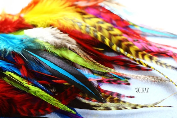 Craft Feathers Mix Bulk Rooster Saddle Feathers for Crafts Earrings  Haberdashery Hair Accessories Real Feather Craft Supplies Hackle 50PCS 