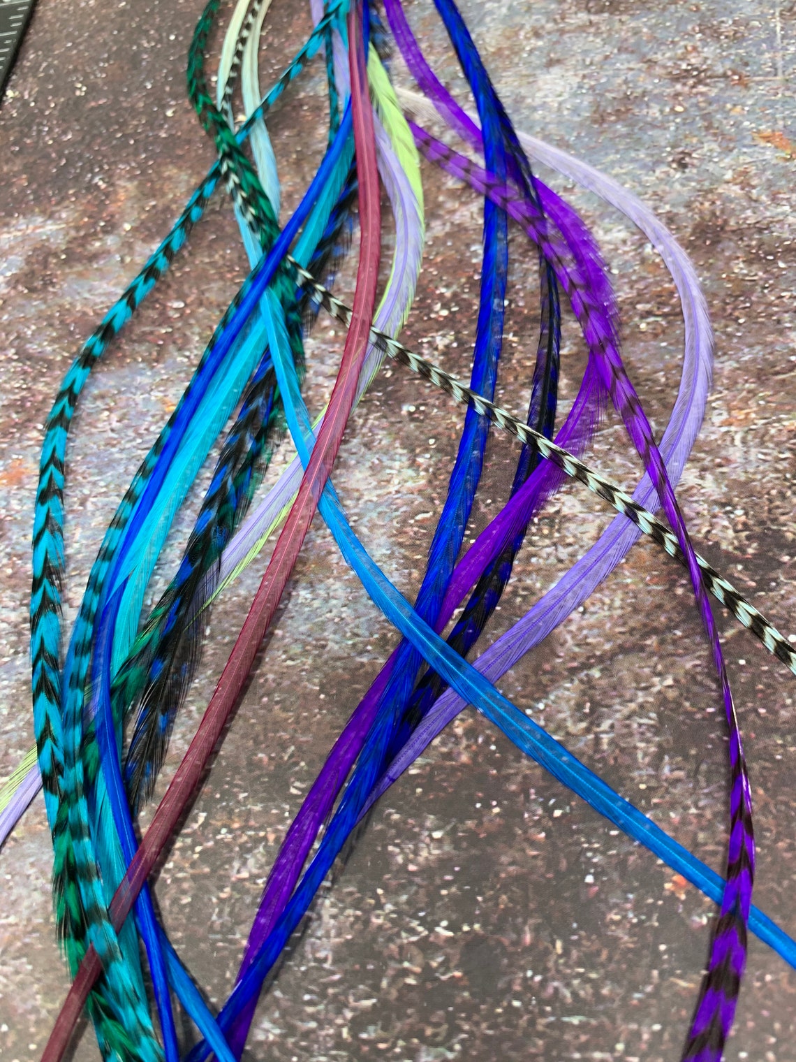 Extra Long Hair Feathers Aqua Seafoam Turquoise Blue Purple Etsy