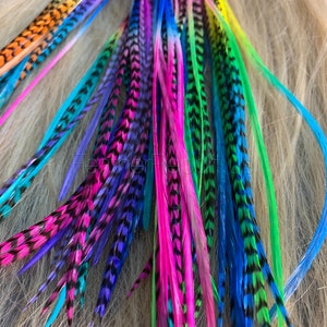 Bulk Hair Feathers Long Feather Hair Extensions Rainbow Wholesale Salon Feather Extensions Colored Rooster Feathers Florida OOAK 100pcs