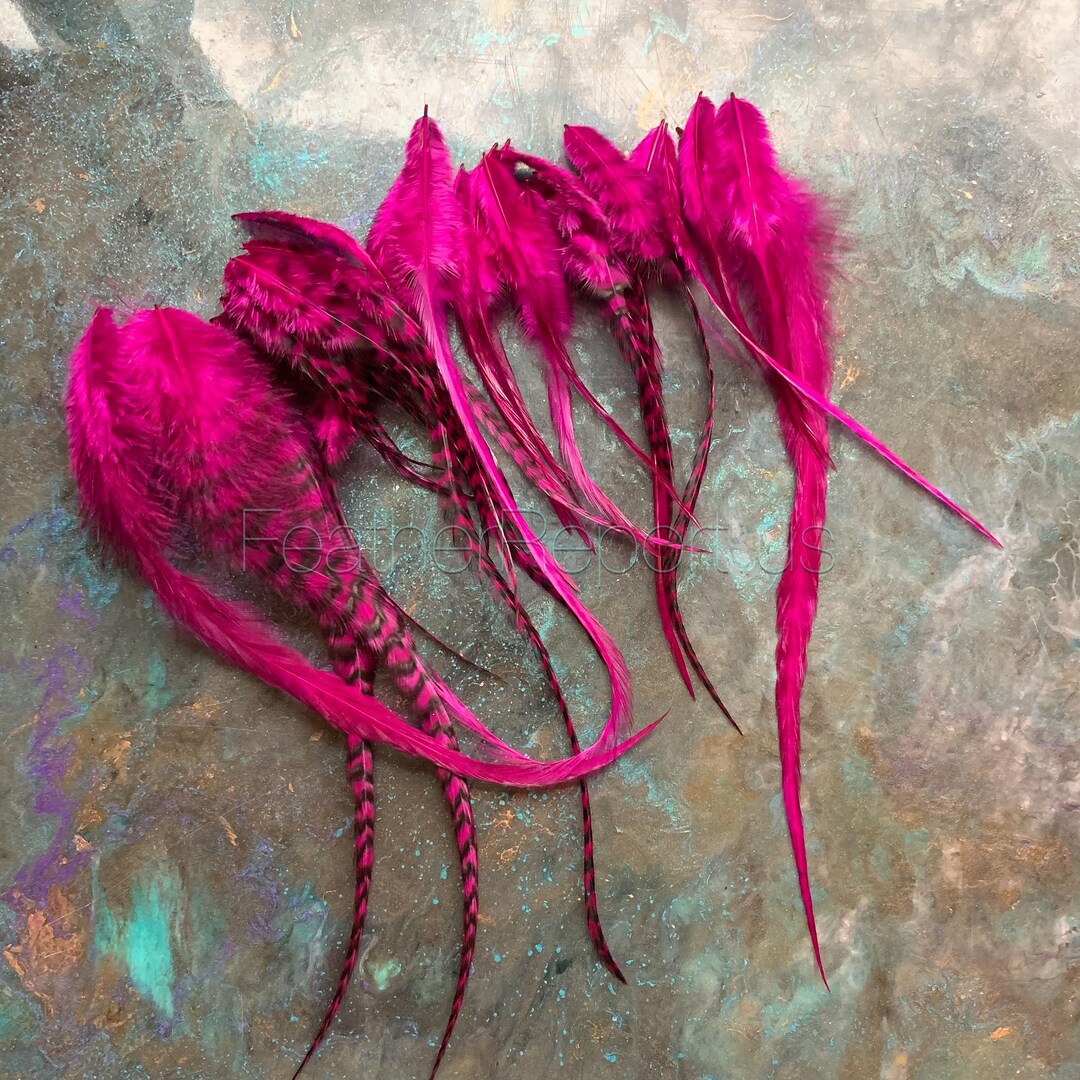 Craft Feathers Berry Pink Rooster Feathers Dyed Feathers Dark Etsy