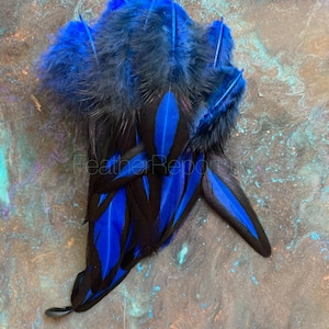 Small Blue Feathers Blue Laced Feather Crafting Plumes Blue Craft Feathers Black and Blue Narrow Tapered Blue Feathers for Crafts 12 PCS