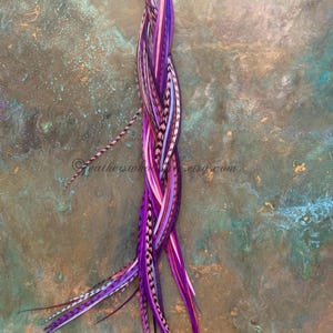 Thin Purple Hair Feathers Bulk Cheap Feather Extensions that are VERY Thin Feathers Grizzly/Solid Combo Pack of 50 Long Rooster Hackles