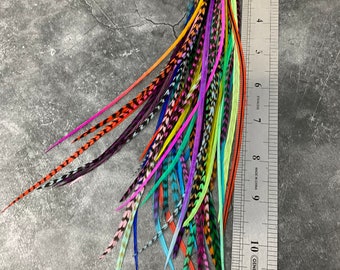 Hair Feathers Starter Pack Long Feather Extension Hair Accessories 8to11inch All Colors and Rainbow Rooster Feathers 50 PCS