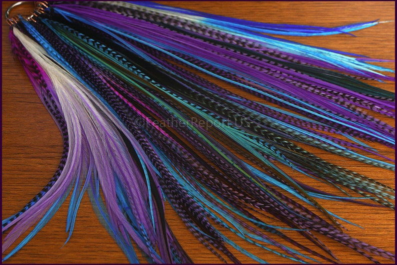 Extra Long Hair Feathers Aqua Seafoam Turquoise Blue Purple Etsy