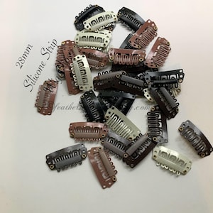 28MM Black Wig Clips with Rubber Grip: Hair Extension Clips - 10 Pieces