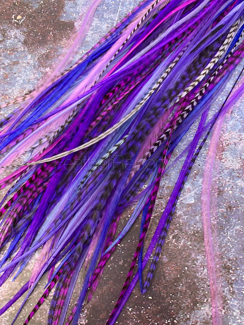 Purple Hair Feather Extensions Ultra Violet Purple Feathers Etsy