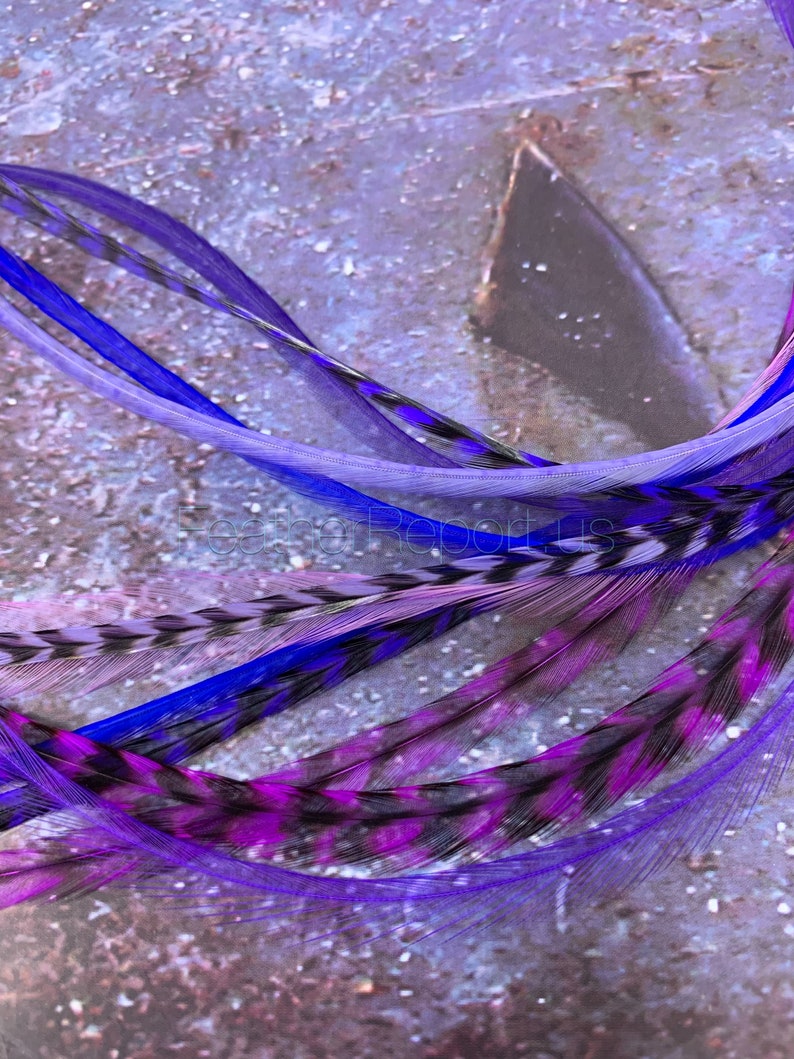 Purple Hair Feather Extensions Ultra Violet Purple Feathers Etsy