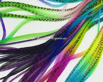 Long Hair Feathers XXL Rainbow Feather Extensions Hair Accessory Super Long Custom Dyed Rainbow Rooster Feathers 20PCS 14to16inch
