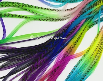 Long Hair Feathers XXL Rainbow Feather Extensions Hair Accessory Super Long Custom Dyed Rainbow Rooster Feathers 20PCS 14to16inch