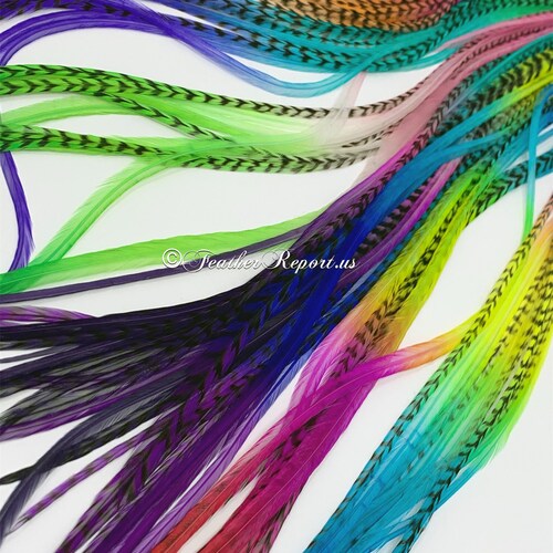 Long Hair Feathers XXL Rainbow Feather Extensions Hair Etsy