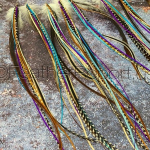 Bulk Feather Extensions All Rainbow Grizzly Solid Variants Pack of 50 Long  and Extra Long Real Hair Feathers Festival Hair Accessories 