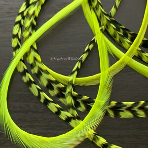 Chartreuse Long Feather Hair Extensions DIY Hair Feathers Kit with Beads Chartreuse Feather Extensions Hair Accessories x10 image 8