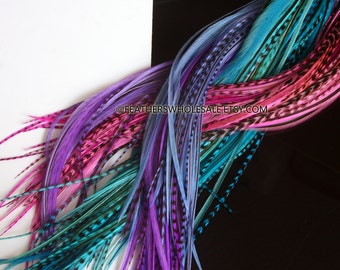 Wholesale Hair Feathers Popular Colored Feather Hair Extensions Hippie Hair Accessories Feathers Pink Purple Blue Feathers 50