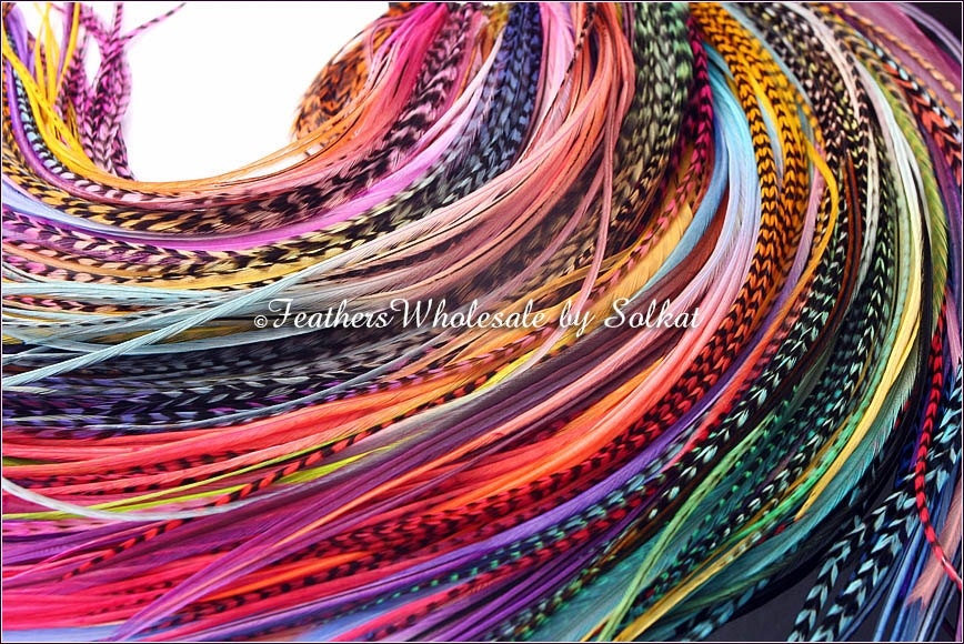 Hair Feathers Wholesale 100 Rainbow Feather Extensions Hair