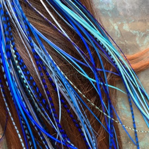 Long Thin Blue Hair Feather Extensions Bulk Super Skinnies Extreme Blue 50Pack Real Rooster Feathers